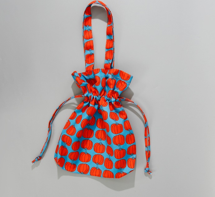 Pumpkin print shopping bag (blue) – Image 3