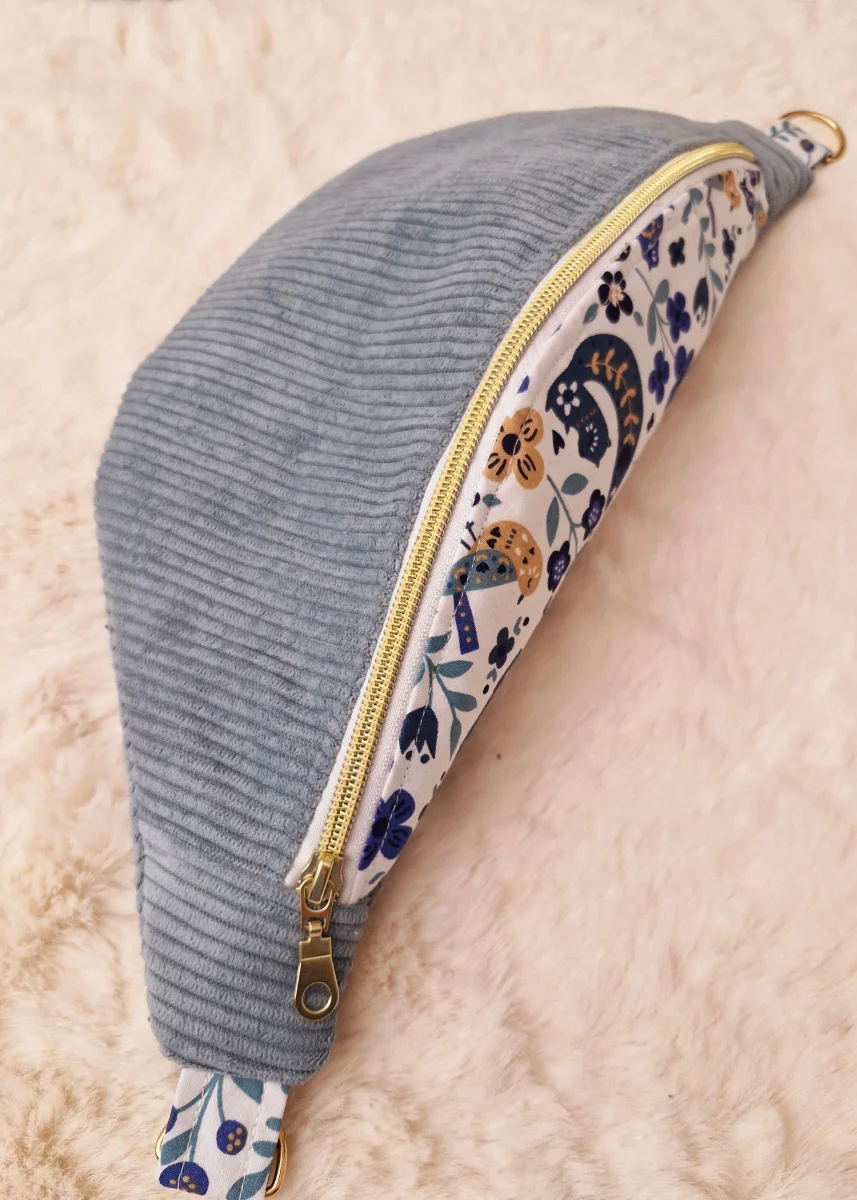 Sac banane femme en velours côtelé bleu clair ou foncé "DREAM" – Image 4