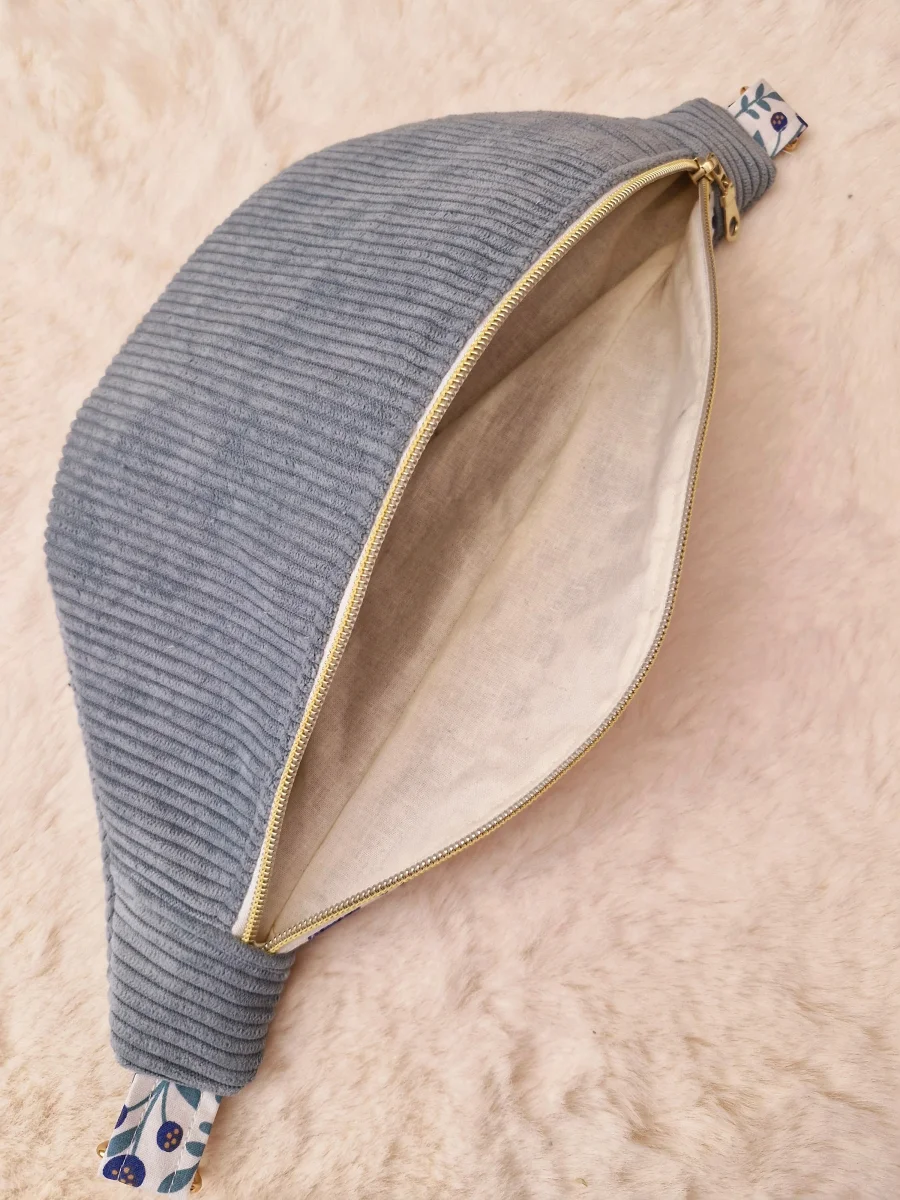 Sac banane femme en velours côtelé bleu clair ou foncé "DREAM" – Image 9