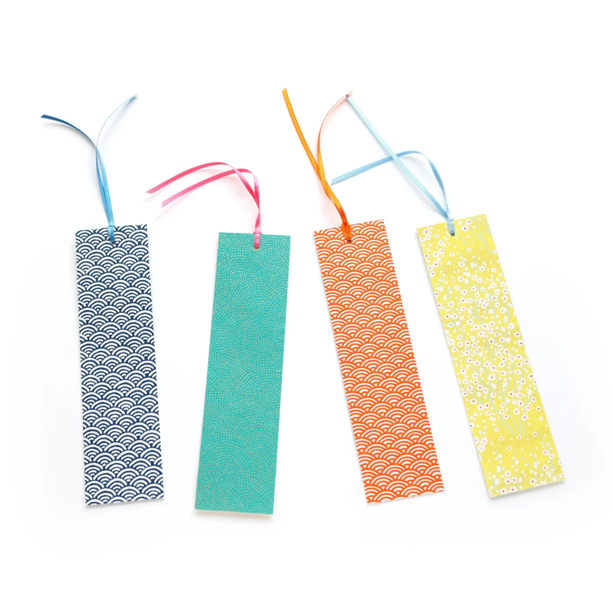 Marque-Page en Papier Japonais - Fleurs, Oiseaux, Papillons et Samekomon - Jaune, Rose, Bleu et Vert - M953 et M582 – Image 6