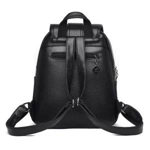 Sac à dos en cuir noir pour femme