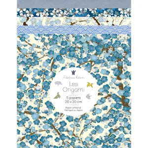 5 Papiers Origami - 20 x 20 cm - Myosotis - 20D