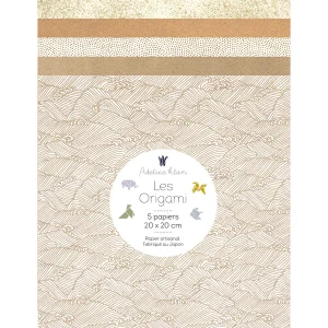 5 Papiers Origami - 20 x 20 cm - Océan Doré - 20F