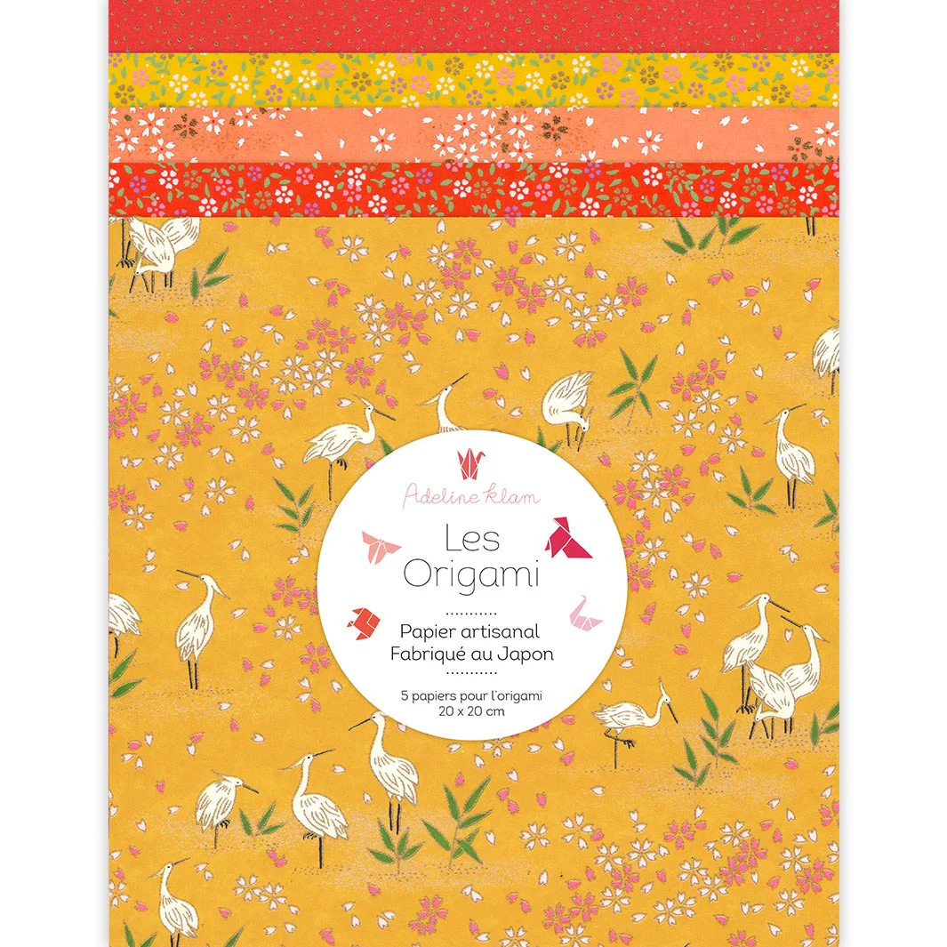 5 Papiers Origami - 20 x 20 cm - Jaune, Rose, Mauve et Rouge - Pondichéry - 20R – Image 2