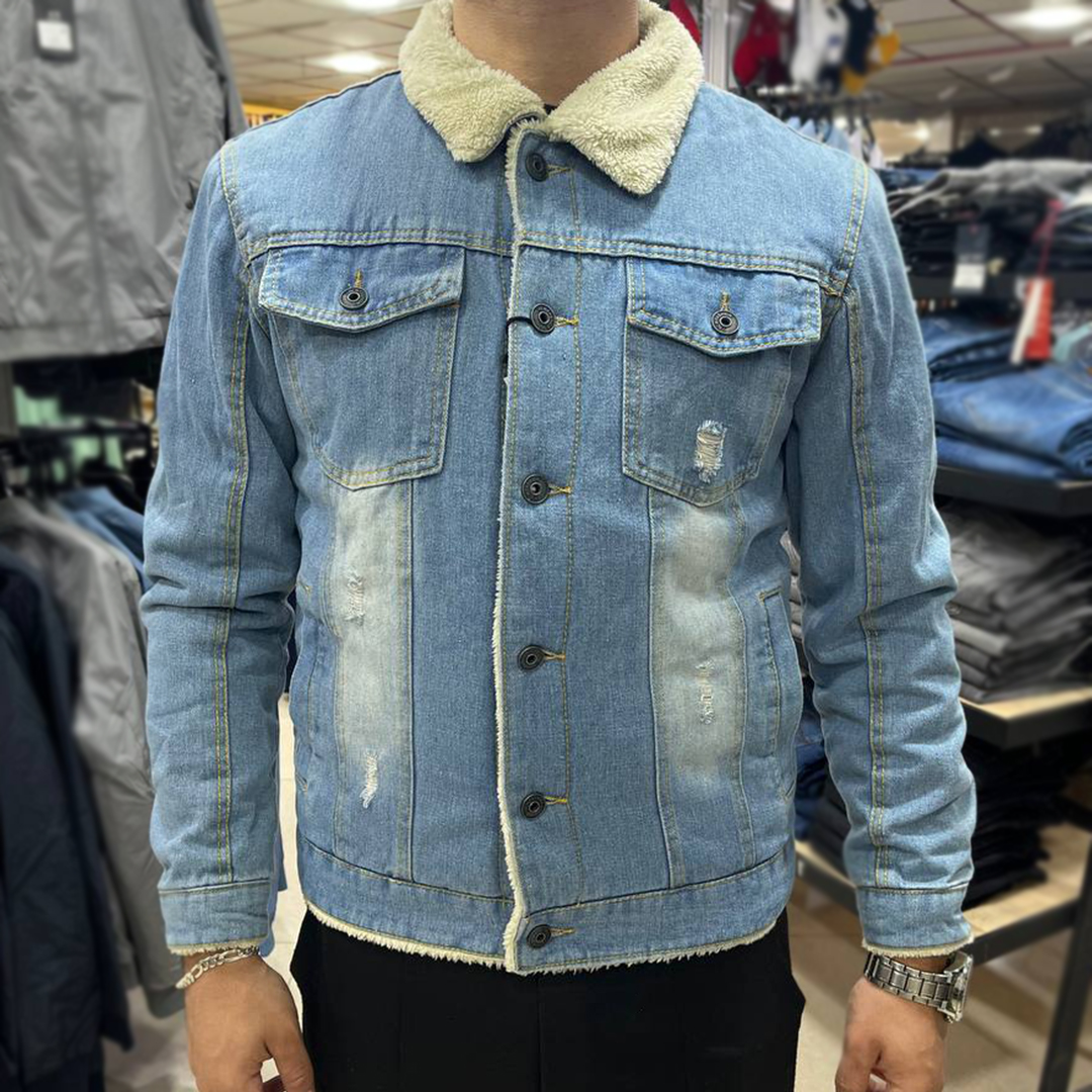 جاكيت الجينز المميزة للرجال Veste Jean Interieur Mouton – Image 2