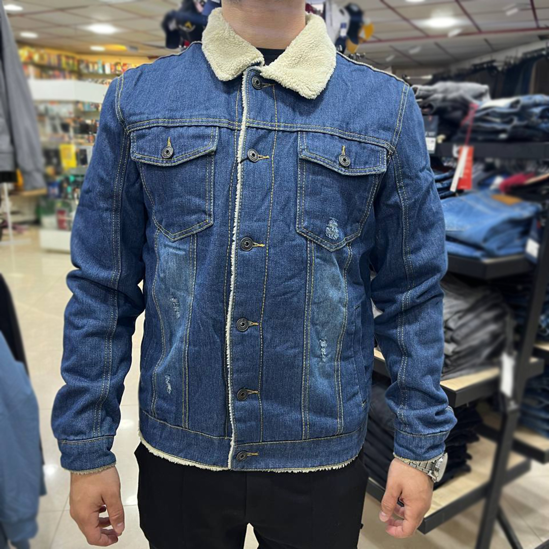جاكيت الجينز المميزة للرجال Veste Jean Interieur Mouton – Image 3