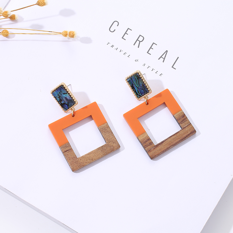 RETRO GEOMETRIC SQUARE DANGLE EARRINGS – Image 2