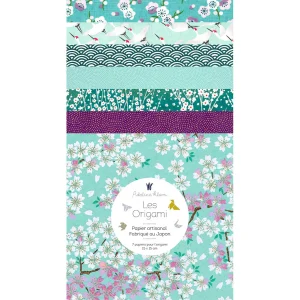 7 Papiers Origami - 15 x 15 cm - Vert d'Eau et Menthe, Mauve et Violet - Crocus - K7