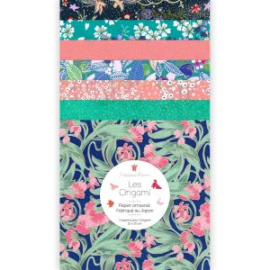 7 Papiers Origami - 15 x 15 cm - Bleu, Rose et Vert - Valencia - Z9