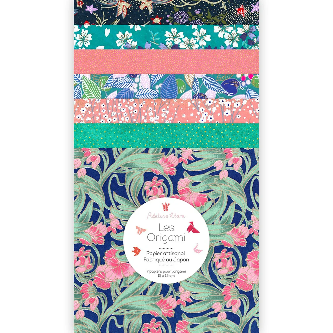 7 Papiers Origami - 15 x 15 cm - Bleu, Rose et Vert - Valencia - Z9 – Image 2