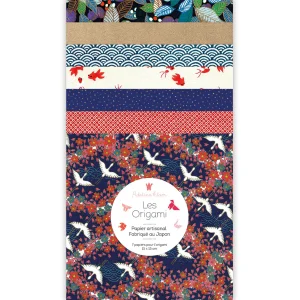 7 Papiers Origami - 15 x 15 cm - Bleu, Rouge et Blanc - Cocorico - T6