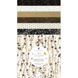 7 Papiers Origami - 15 x 15 cm - Gatsby - Blanc, Noir et Or - S