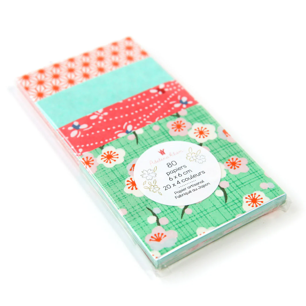 80 Papiers Origami - 6 x 6 cm - Orange et Vert – Image 3