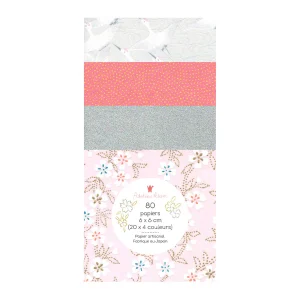 80 Papiers Origami - 6 x 6 cm - Rose Givrée