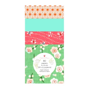 80 Papiers Origami - 6 x 6 cm - Orange et Vert