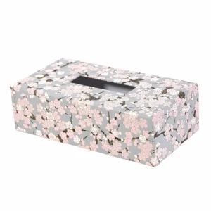 Boîte à Mouchoirs - Fleurs de Cerisier et Prunier - Gris, Rose, Blanc et Marron Foncé - M360