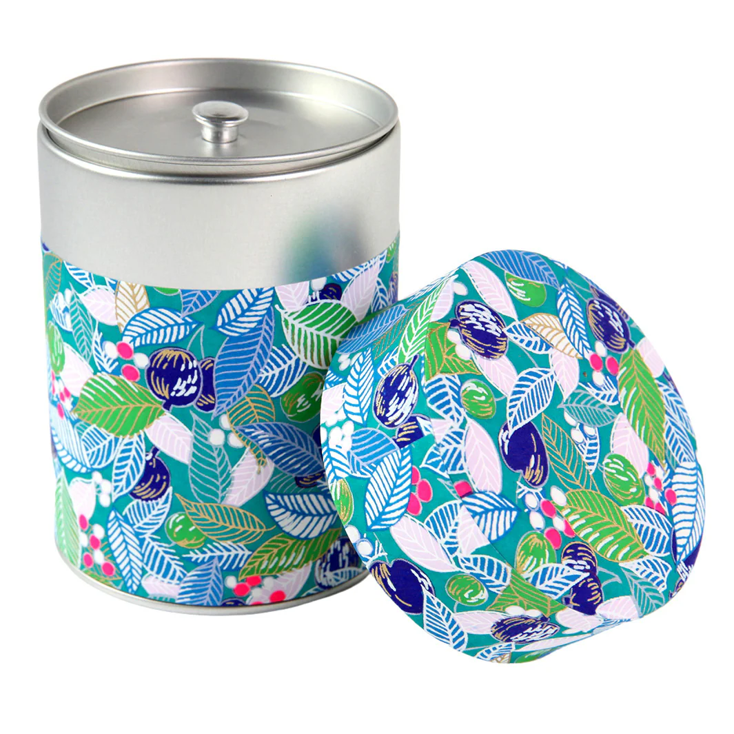 Boîte à Thé - Feuilles, Baies et Fruits - Turquoise, Bleu et Vert - M854