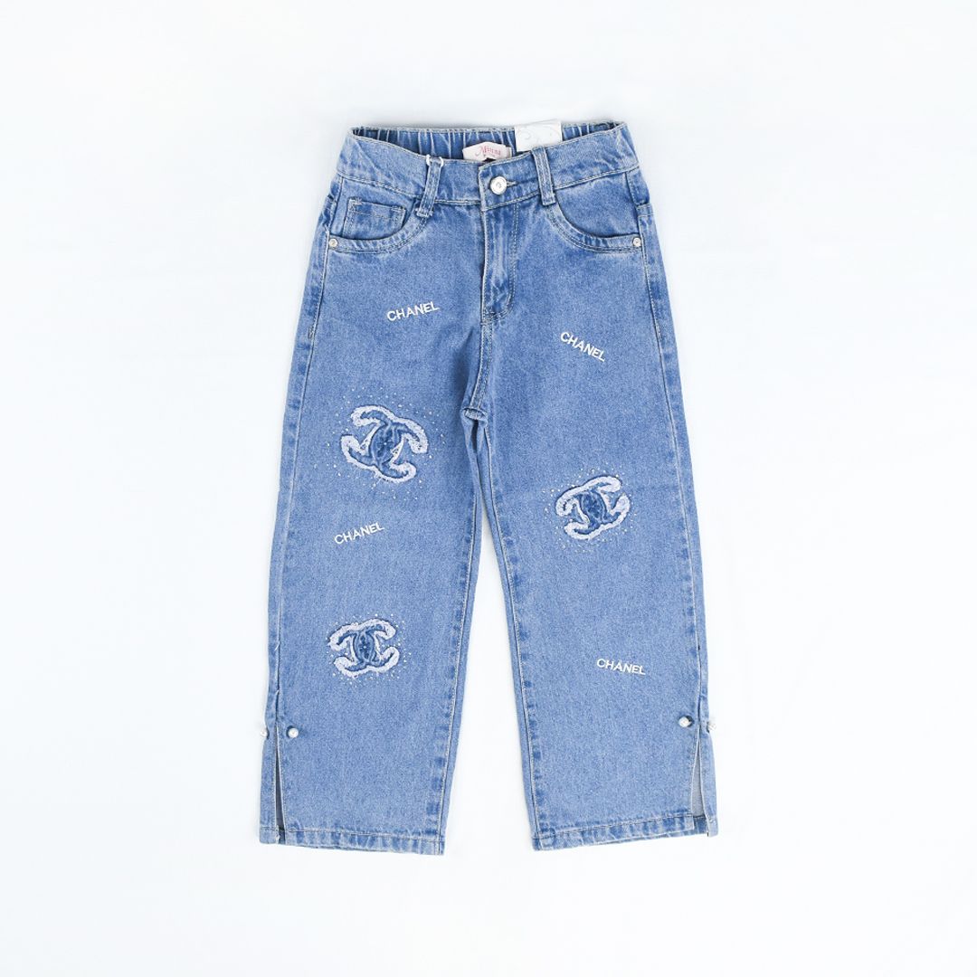 سروال جينز واسع للبنات pantalon large Jean filles – Image 3