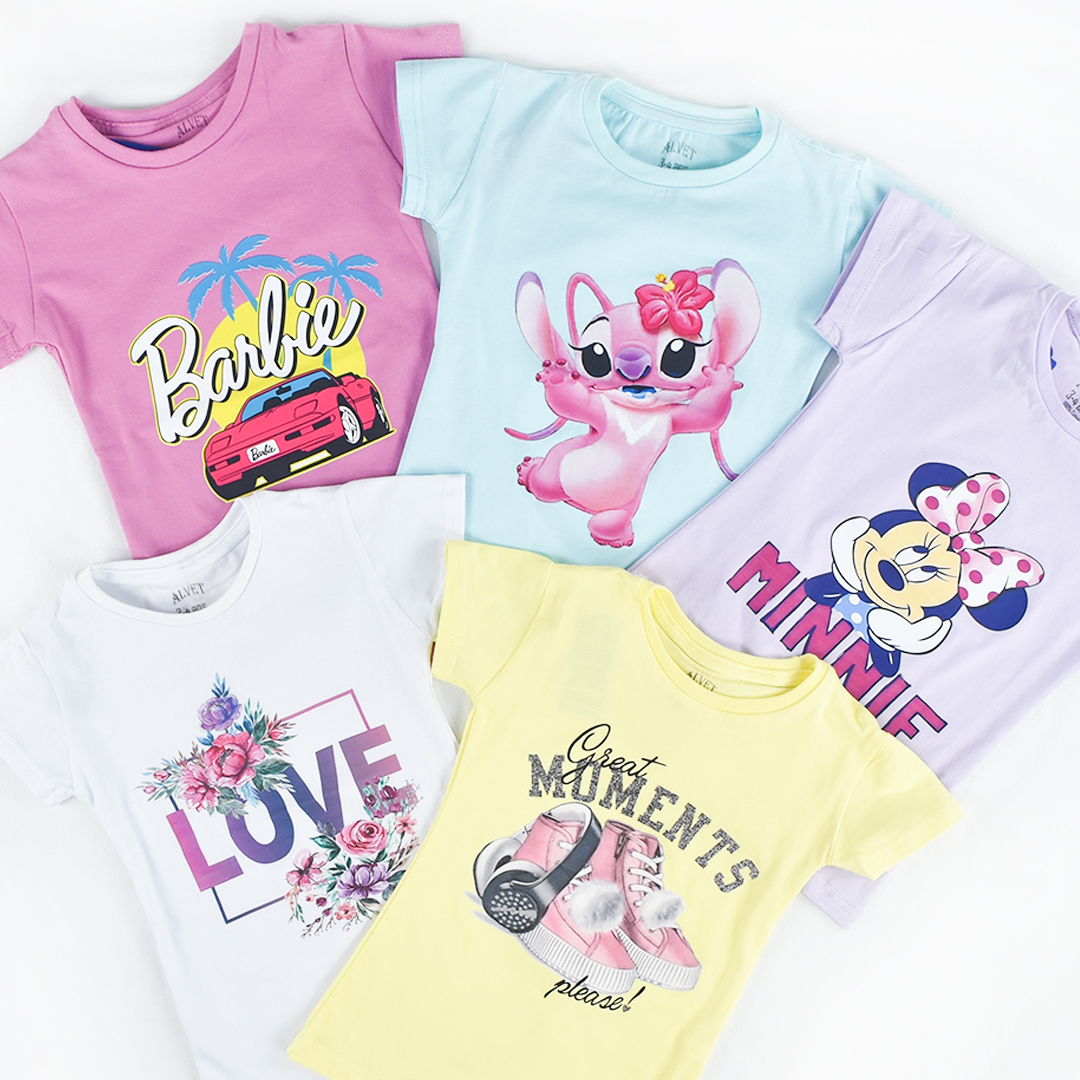 تي-شيرت للبنات بألوان زاهية T-SHIRT couleurs vives pour les FILLES – Image 2