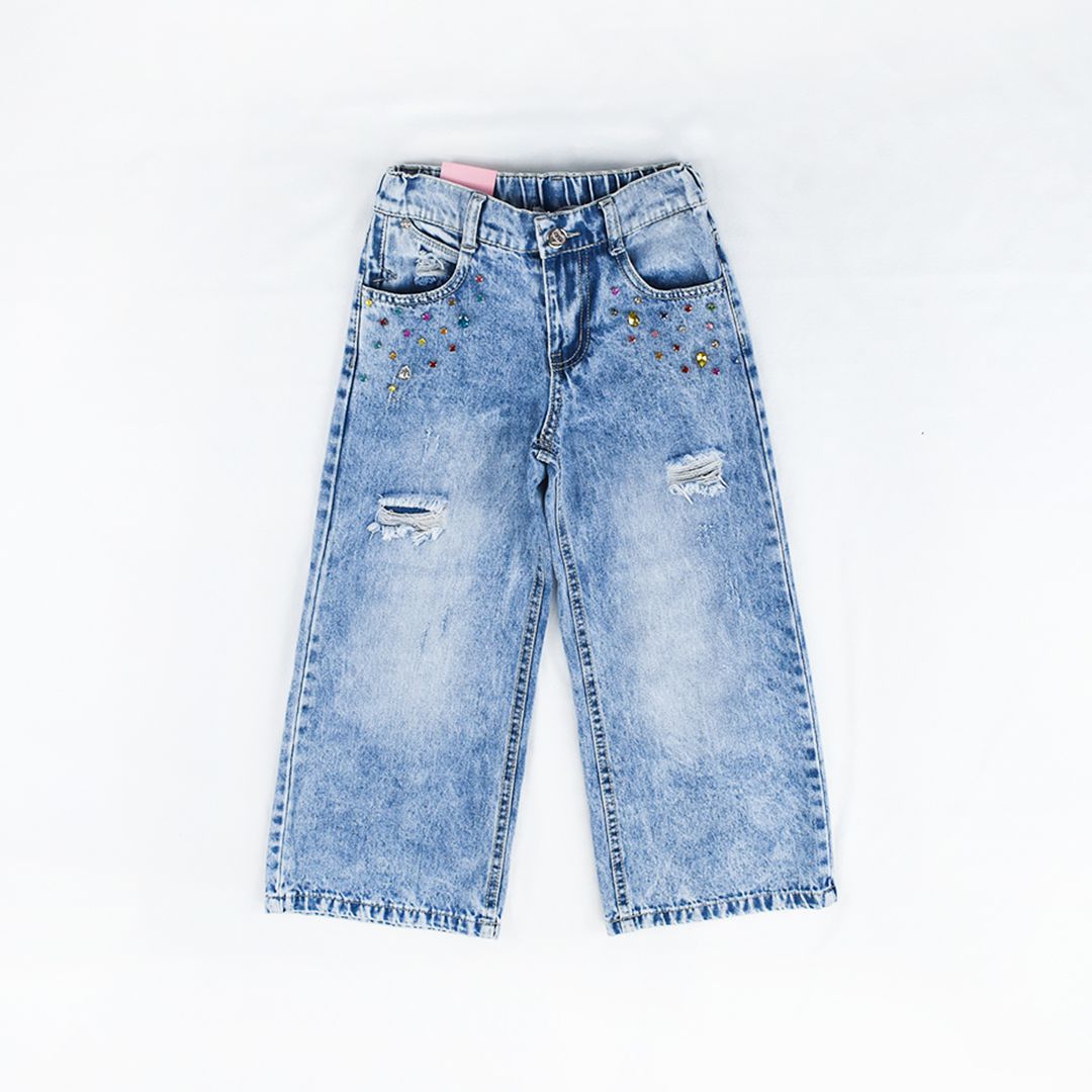 سروال جينز واسع للبنات pantalon large Jean filles – Image 6