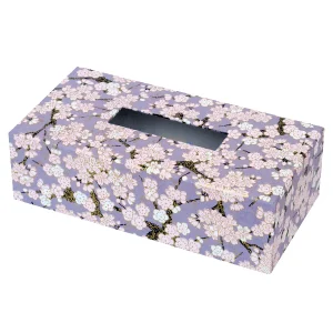 Boîte à mouchoirs - Fleurs de Cerisier et Prunier - Violet, Rose Pâle, Blanc et Noir - M359