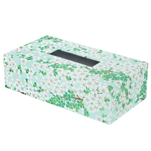 Boîte à mouchoirs - Fleurs de cerisier vert menthe - M577