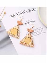 RATTAN TRIANGLE DANGLE EARRINGS
