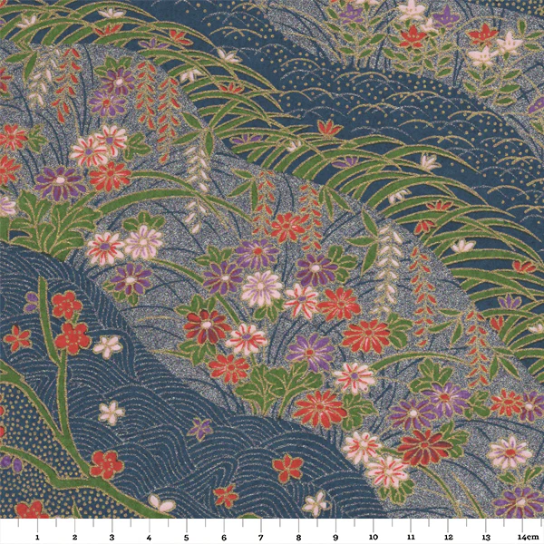 Boîte à thé - Dunes et fleurs rouges roses sur fond bleu et nacré - M747 – Image 3