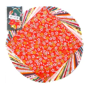 40 Papiers Origami et Stickers - 15 x 15 cm - Motifs Traditionnels et Unis - Mélange Aléatoire