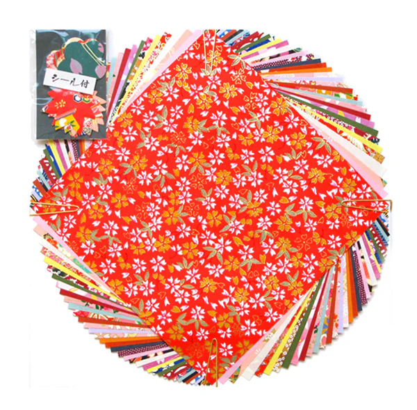 40 Papiers Origami et Stickers - 15 x 15 cm - Motifs Traditionnels et Unis - Mélange Aléatoire – Image 2