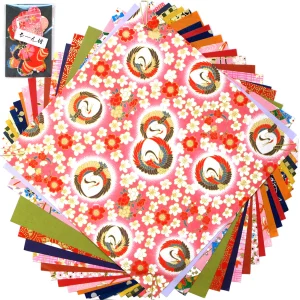 24 Papiers Origami - 20 x 20 cm - Motifs Traditionnels et Unis - Mélange Aléatoire