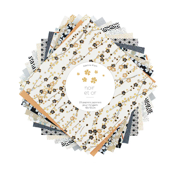 20 Papiers Origami - 10 x 10 cm - Noir et Or – Image 2