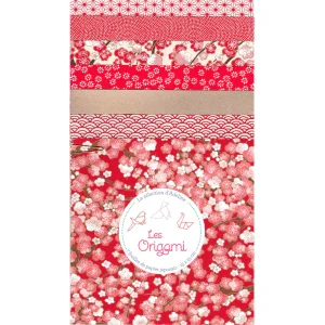 7 Papiers Origami - 15 x 15 cm - Rouge et Or - J