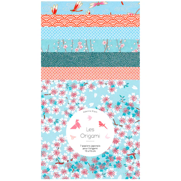 7 Papiers Origami - 15 x 15 cm - Bleu et Orange - T – Image 2