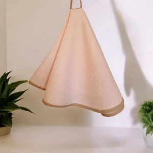 Essuie-main rond en nid d'abeille rose – Élégance et absorption optimale