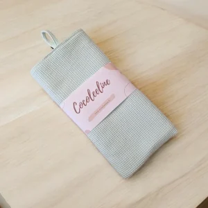 Torchon/Essuie-mains Vert d'Eau en Nid d'Abeille -