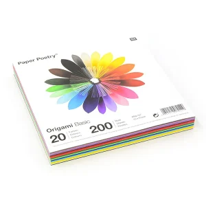 200 Papiers Origami Unis - 20 x 20 cm - 20 couleurs basiques