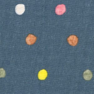 Tissu japonais - Pois coloré fond bleu - T314