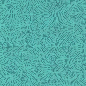 Tissu Japonais - Rosaces - Turquoise - T439