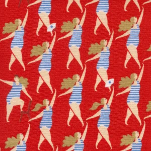 Tissu Japonais - Baigneuses - Rouge - T480