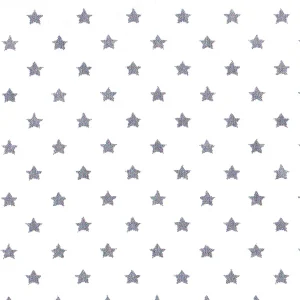 Tissu japonais - Etoiles argent fond blanc - T027