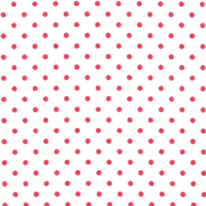 Tissu japonais - Pointillés rouge fond blanc - T118