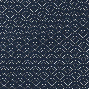 Tissu japonais - Vagues pointillés blanc fond bleu - T121