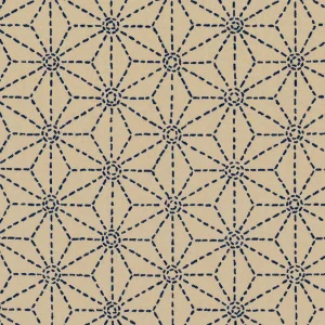 Tissu japonais - Étoiles tirets bleu fond blanc - T129