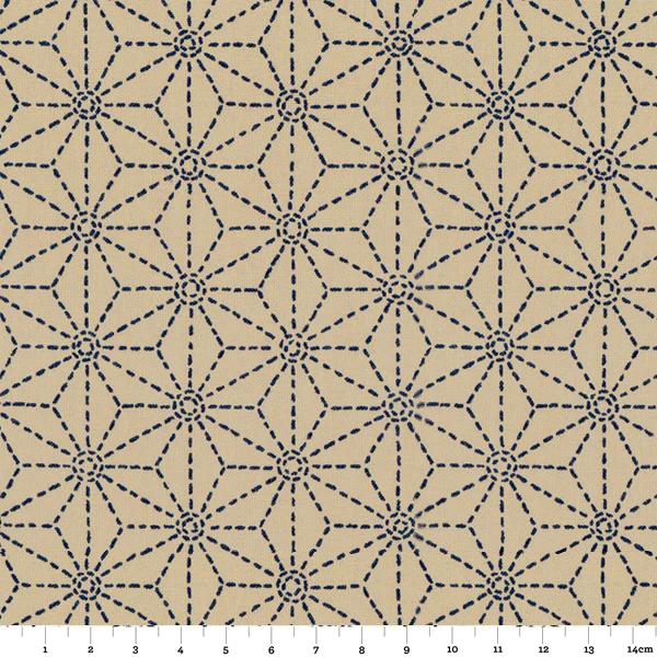 Tissu japonais - Étoiles tirets bleu fond blanc - T129 – Image 3