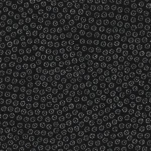 Tissu japonais - petites fleurs blanches sur fond noir - T181