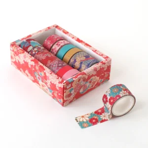 Coffret de 12 masking tapes aux motifs et tailles variés - Rouge