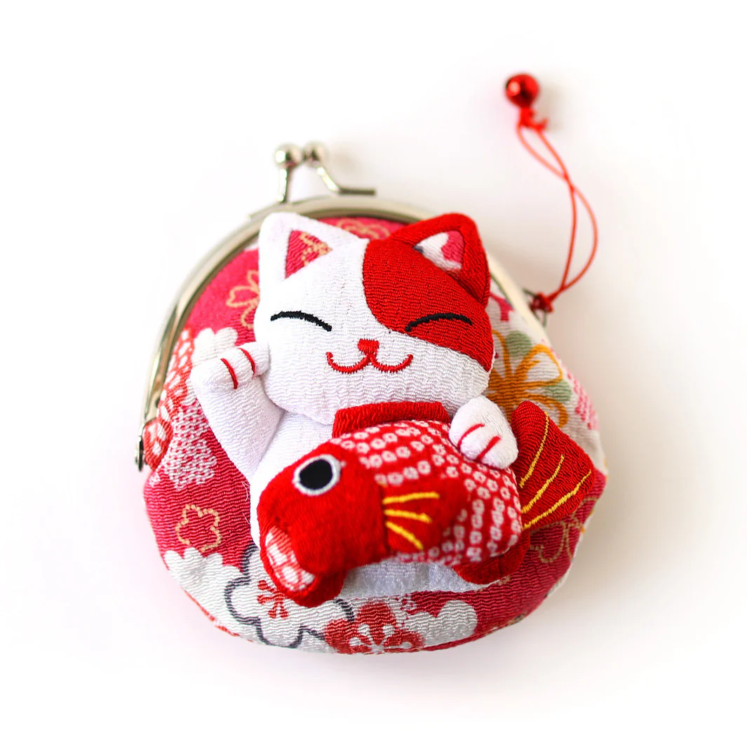 Porte-Monnaie - Chat et Poisson - Rouge, Rose et Blanc – Image 2