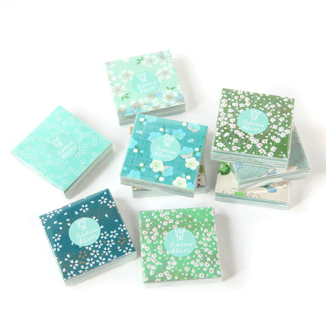 100 Papiers Origami - 6 x 6 cm - Vert Clair et Foncé, Vert d'Eau et Menthe et Bleu Turquoise - Garden – Image 2
