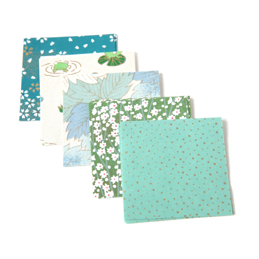 100 Papiers Origami - 6 x 6 cm - Vert Clair et Foncé, Vert d'Eau et Menthe et Bleu Turquoise - Garden – Image 4